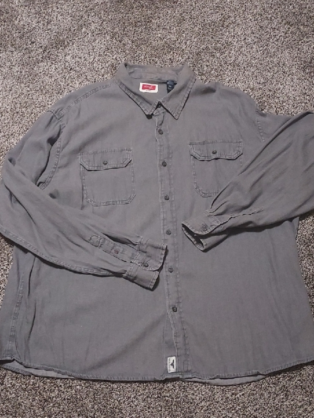 Wrangler Gray Long-Sleeve Casual Button-Down Shirt